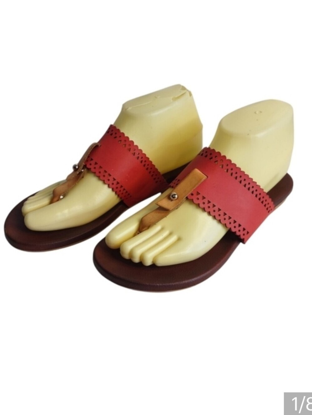 Relativity Women's Red Faux Leather Slide Sandals Size 6